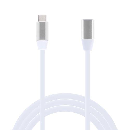 USB-C / Type-C Male to USB-C Female Aluminum Alloy Extender Extension Cable, Length: 1m(Silver)