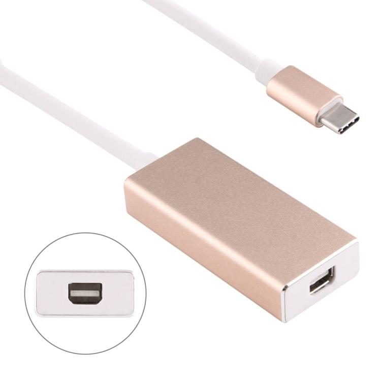 15cm 4Kx2K 60HzUSB-C / Type-C 3.1 Male to Mini DisplayPort Female Adapter Cable for MacBook 12 inch, Chromebook Pixel 2015 Tablet PC(Gold)