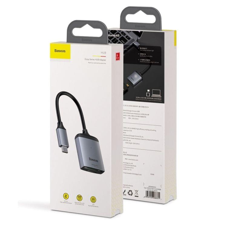 Baseus  CAHUB-P0G Enjoy Series USB-C / Type-C to SD / TF Card Reader HUB Adapter (Dark Gray)