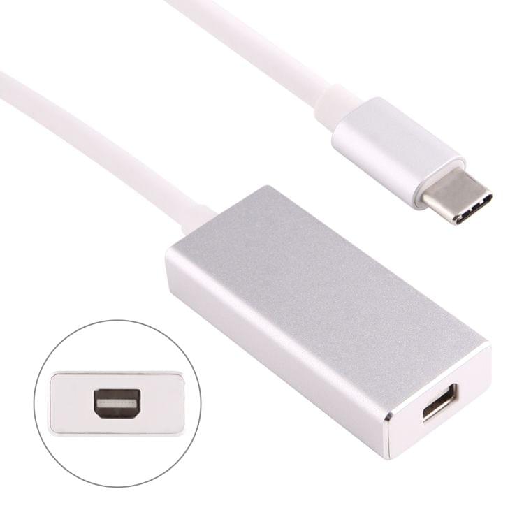 15cm 4Kx2K 60Hz USB-C / Type-C 3.1 Male to Mini DisplayPort Female Adapter Cable for MacBook 12 inch, Chromebook Pixel 2015 Tablet PC(Silver)