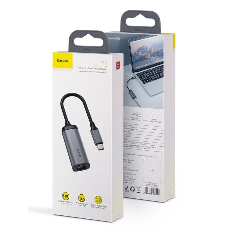 Baseus CAHUB-H0G Enjoy Series USB-C / Type-C to RJ45 Interface HUB Adapter (Dark Gray)