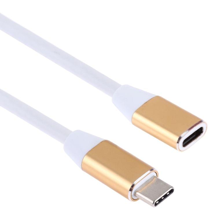USB-C / Type-C Male to USB-C Female Aluminum Alloy Extender Extension Cable, Length: 1m(Gold)