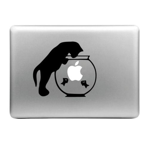 Hat-Prince Cat and Fishbowl Pattern Removable Decorative Skin Sticker for MacBook Air / Pro / Pro with Retina Display, Size: L