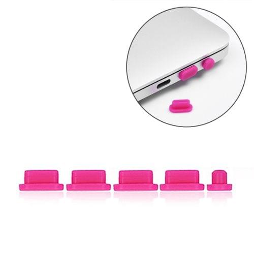 5 in 1 Silicone Anti Dust Plug Protective Cover for MacBook Pro 13.3 inch A1706 (2016 - 2017), MacBook Pro 13.3 inch A1708 (2016 - 2017), MacBook Pro 15.4 inch A1707 (2016 - 2017)(Rose Red)