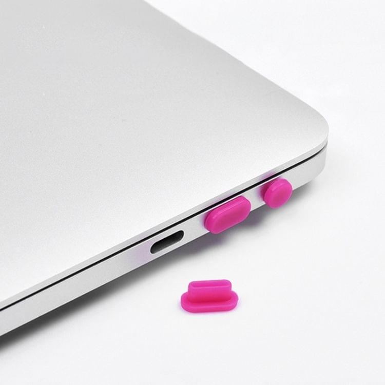 5 in 1 Silicone Anti Dust Plug Protective Cover for MacBook Pro 13.3 inch A1706 (2016 - 2017), MacBook Pro 13.3 inch A1708 (2016 - 2017), MacBook Pro 15.4 inch A1707 (2016 - 2017)(Rose Red)