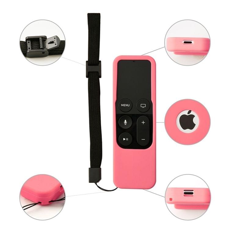 5F01 Somatosensory Remote Control Anti-fall Silicone Protective Cover for Apple TV 4, with Lanyard(Black)