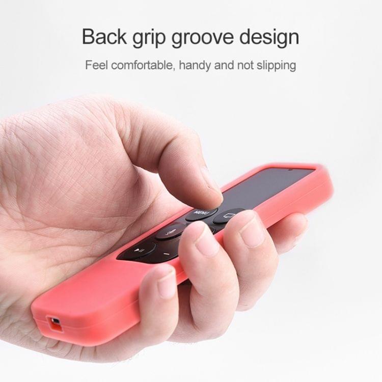 5F01 Somatosensory Remote Control Anti-fall Silicone Protective Cover for Apple TV 4, with Lanyard(Black)