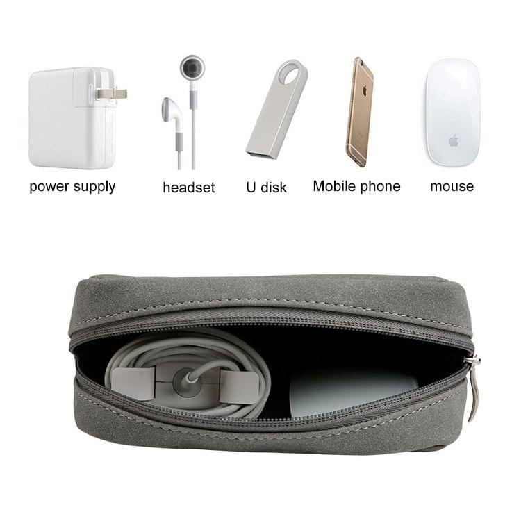 HQ06 Macbook Laptop PU Leather Anti-fall Shockproof Digital Storage Bag(Grey)