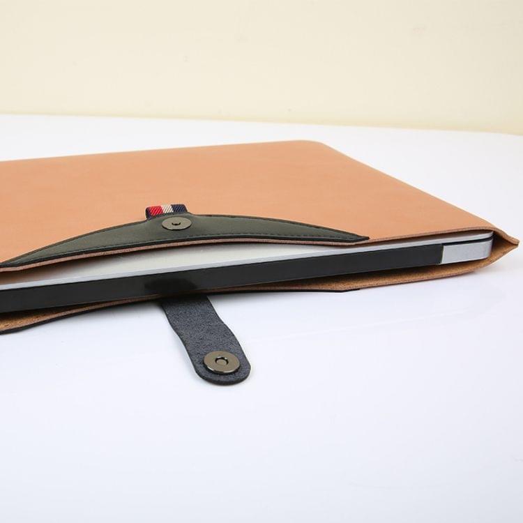 Horizontal Magnetic Buckle Laptop Microfiber Leather Inner Bag for MacBook Pro 15.4 inch(Red + Black)
