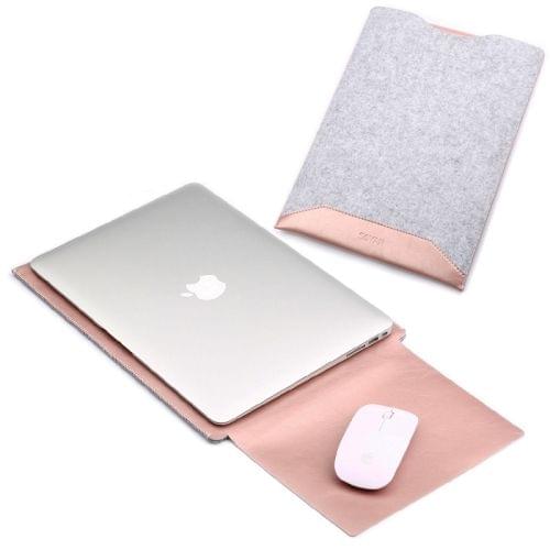 Laptop Crazy Horse Texture Fur Felt Inner Bag for MacBook 13.3 inch (2016 - 2017) (Rose Gold)