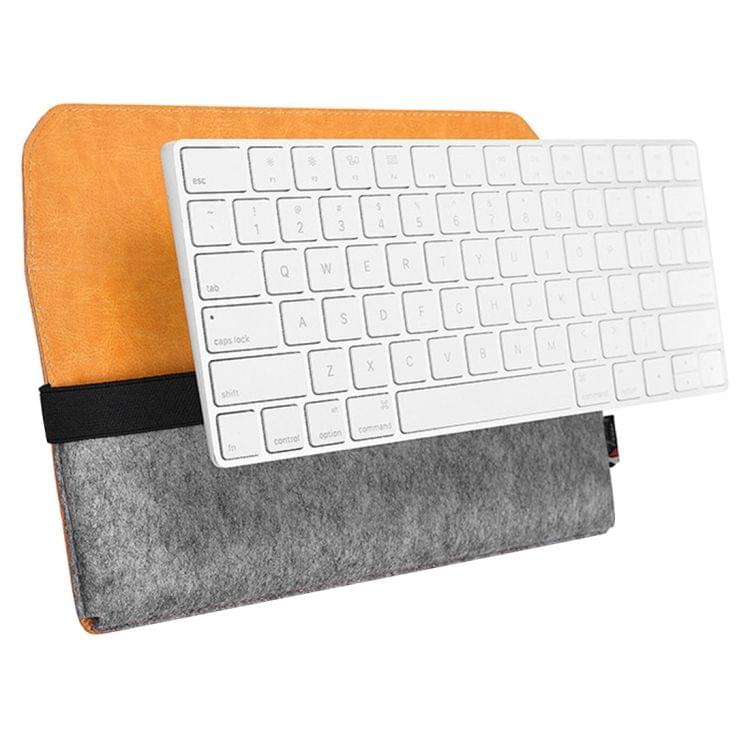 For Apple Magic2 Keyboard Portable Wireless Bluetooth Keyboard Dustproof Storage Bag PU Leather Wool Felt Protective Bag(Orange)