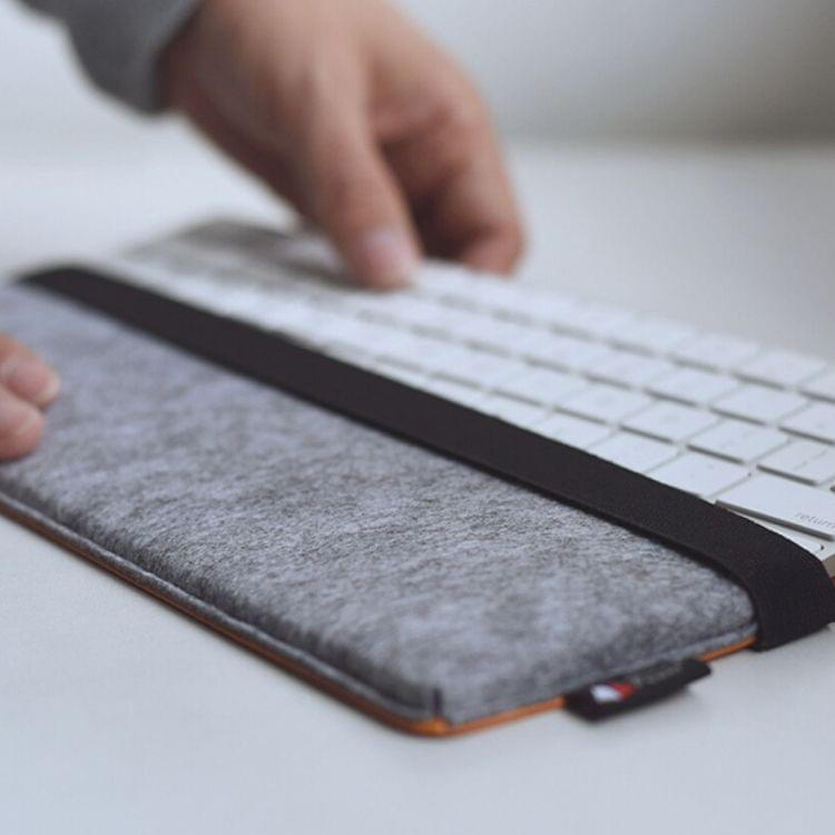 For Apple Magic2 Keyboard Portable Wireless Bluetooth Keyboard Dustproof Storage Bag PU Leather Wool Felt Protective Bag(Orange)