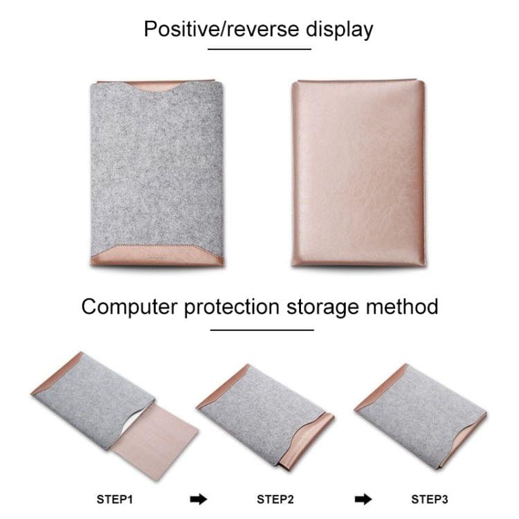 Laptop Crazy Horse Texture Fur Felt Inner Bag for MacBook 11.6 inch(Rose Gold)
