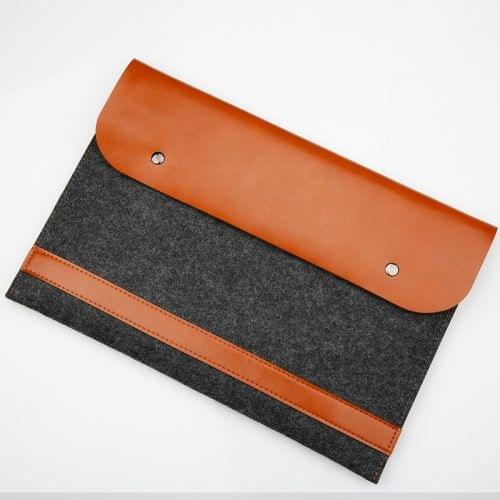 Horizontal Laptop Microfiber Leather Polyester Felt Double Magnetic Buckle Inner Bag for MacBook Pro 15.4 inch A1707 (2016 - 2017) (Light Brown)