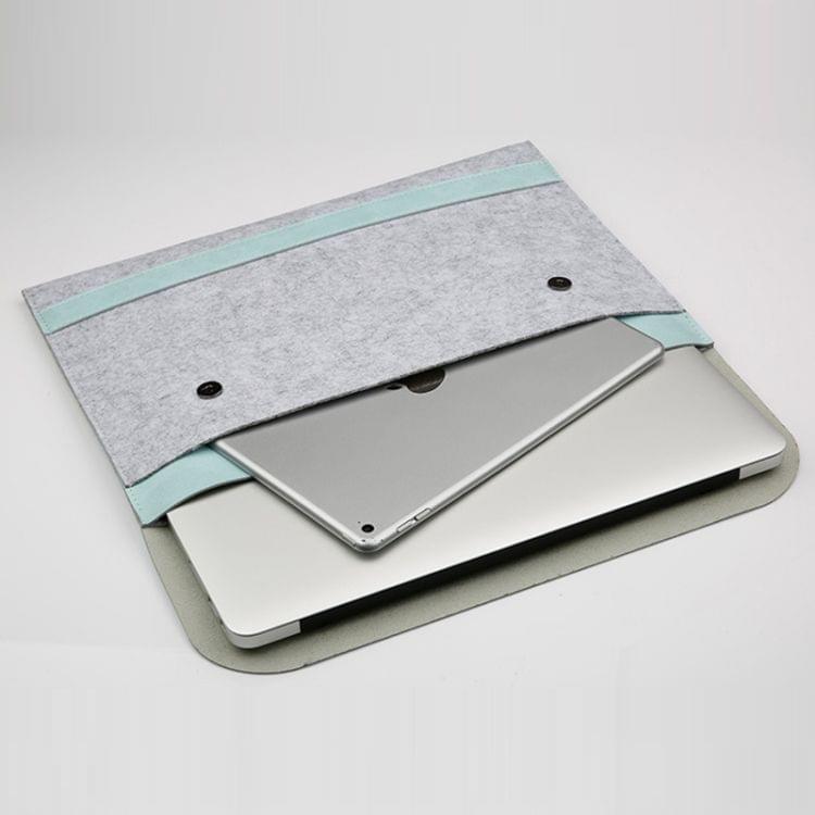 Horizontal Laptop Microfiber Leather Polyester Felt Double Magnetic Buckle Inner Bag for Macbook Air Retina 13.3 inch (2018) (Mint Green)