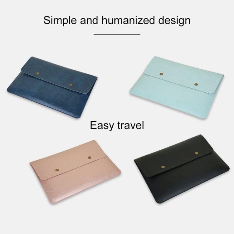 Flip Cover Laptop Microfiber Leather Inner Bag for MacBook Air 11.6 inch (Blue)