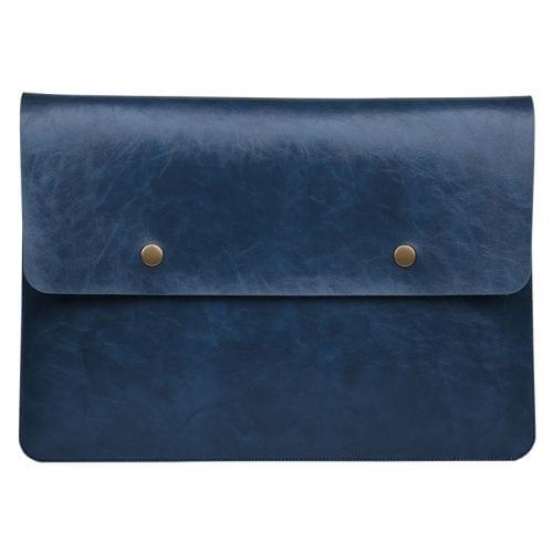 Flip Cover Laptop Microfiber Leather Inner Bag for MacBook Air 11.6 inch (Blue)