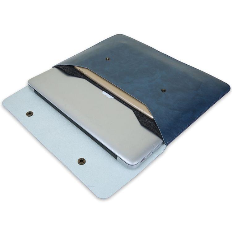 Flip Cover Laptop Microfiber Leather Inner Bag for MacBook Air 11.6 inch (Blue)