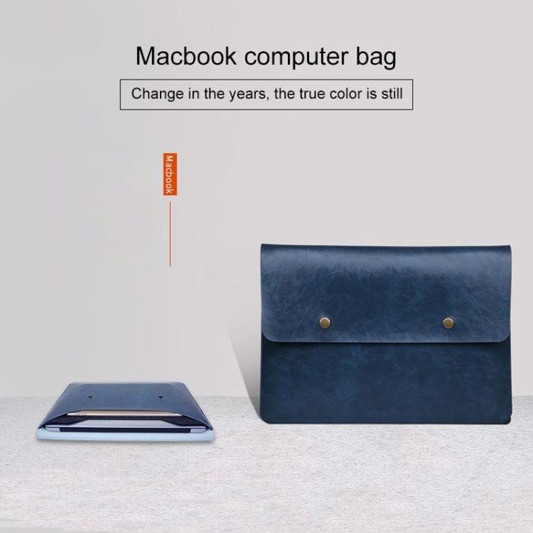 Flip Cover Laptop Microfiber Leather Inner Bag for MacBook Air 11.6 inch (Blue)