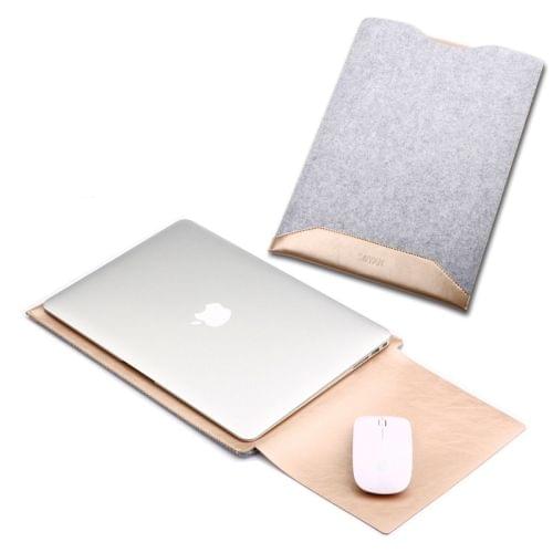 Laptop Crazy Horse Texture Fur Felt Inner Bag for MacBook 11.6 inch(Champagne Gold)