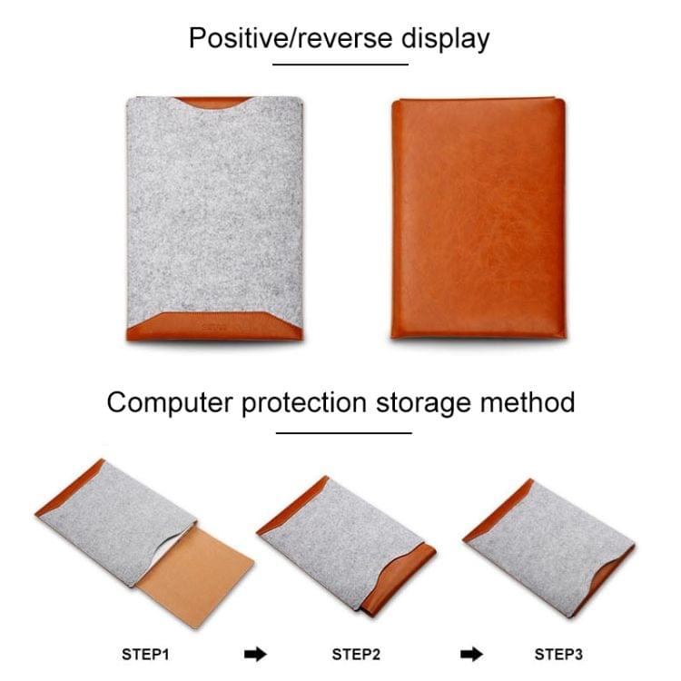 Laptop Crazy Horse Texture Fur Felt Inner Bag for MacBook 13.3 inch (Light Brown)