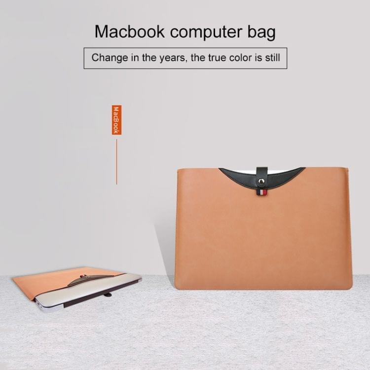 Horizontal Magnetic Buckle Laptop Microfiber Leather Inner Bag for MacBook Air 13.3 inch(Brown)
