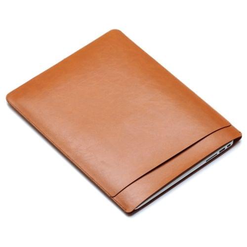 Laptop PU Leather Double Inner Bag for MacBook Pro 13.3 inch (Light Brown)