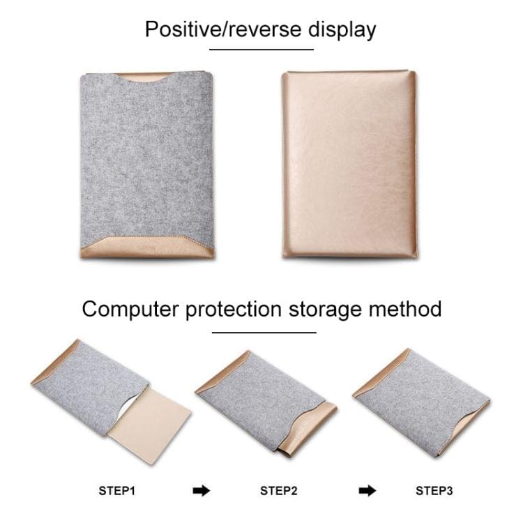 Laptop Crazy Horse Texture Fur Felt Inner Bag for MacBook 15.4 inch (Champagne Gold)