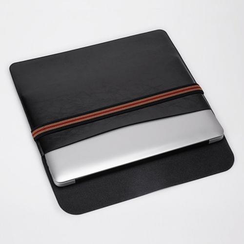 Horizontal Elastic Band Laptop Microfiber Leather Inner Bag for MacBook 12 inch (Black)