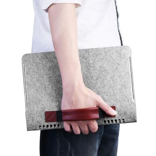 Portable Stylish Business Felt Sleeve Bag Protective Case for MacBook 13.3 inch (Light Grey)