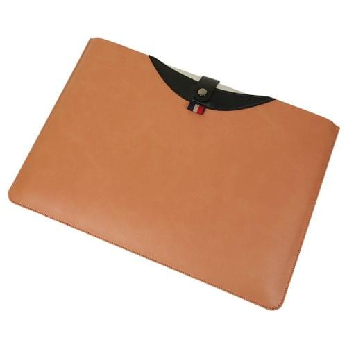 Horizontal Magnetic Buckle Laptop Microfiber Leather Inner Bag for MacBook Pro 15.4 inch(Brown)