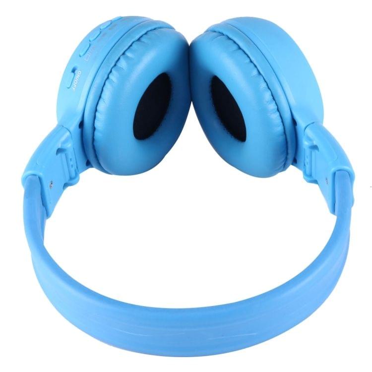 BS-N65 Headband Folding Stereo HiFi Wireless Headphone Headset with LCD Screen & TF Card Slot & LED Indicator Light & FM Function(Blue)