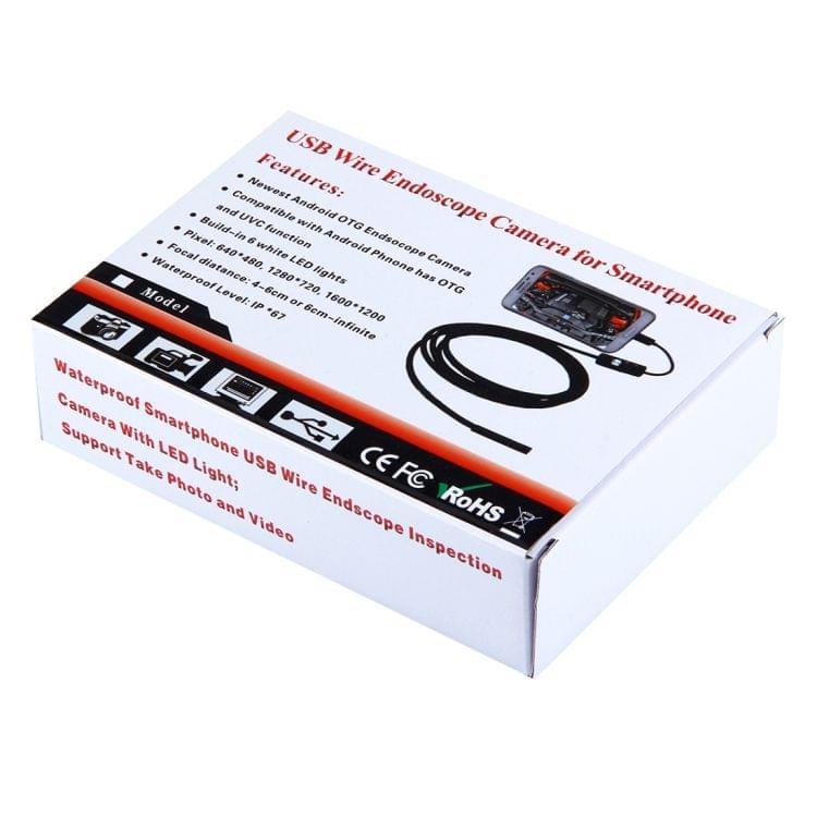 2 in 1 Micro USB & USB Endoscope Waterproof Snake Tube Inspection Camera with 6 LED for Newest OTG Android Phone, Length: 5m, Lens Diameter: 5.5mm