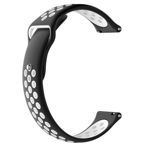 Double Color Wrist Strap Watch Band for Galaxy S3 Ticwatch Pro (Black White)