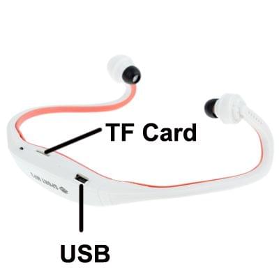 Sport MP3 Player Headset with TF Card Reader Function, Music Format: MP3 / WMA (White + Red)