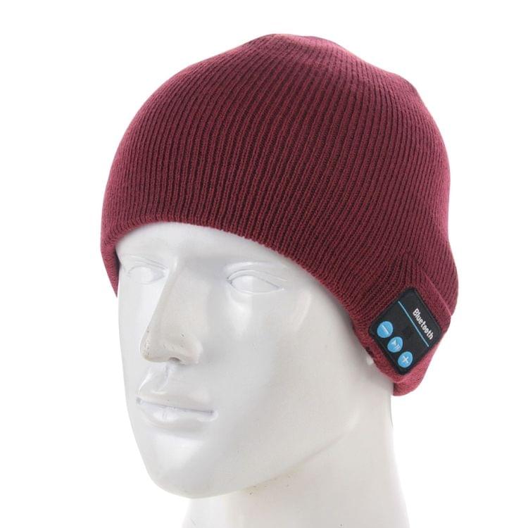 Knitted Bluetooth Headset Warm Winter Hat with Mic for Boy & Girl & Adults (Wine Red)