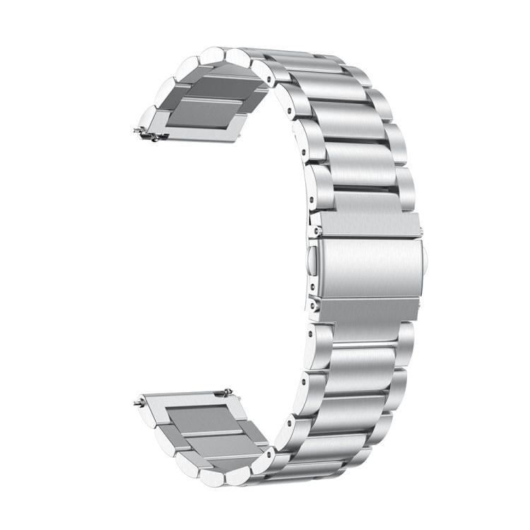 Three Beads Slingshot Buckle Solid Stainless Steel Wrist Strap Watch Band for Galaxy Watch Active 20mm (Silver)