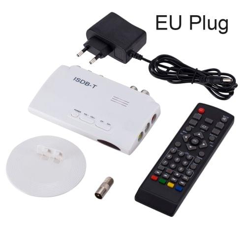 ISDB-T 1080P Digital Satellite Receiver DVB Digital Video TV Tuner Receiver Sets Top Box+5dBi Antenna with Remote Control (White)