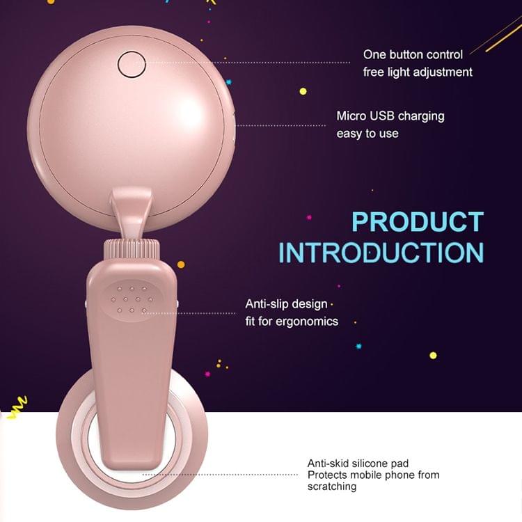 RK35B Professional Beauty Selfie Light Selfie Clip Flash Fill Light with HD 4K Wide Angle / 50X Macro Lens (White)