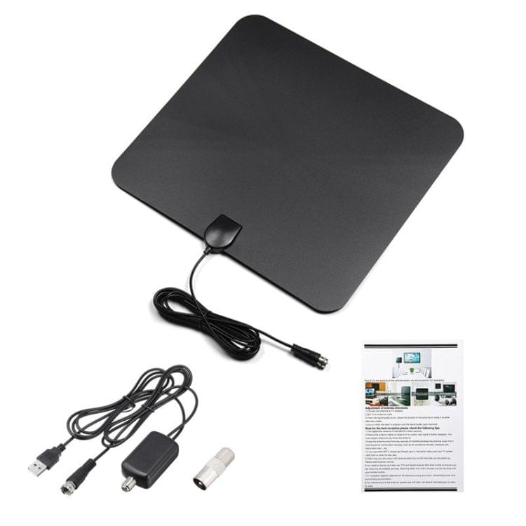 TY33 50 Miles Range 28dBi High Gain Amplified Digital HDTV Indoor TV Antenna with 4m Coaxial Cable & LED Light