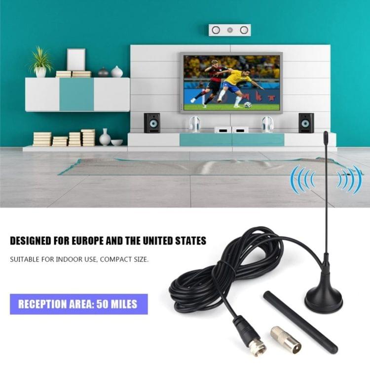 TW4 50 Miles Range 5dBi High Gain Amplified Digital HDTV Indoor TV Antenna with 2.5m Coaxial Cable