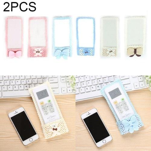 2 PCS Lace Fabric Bowknot Air Conditioning TV Remote Control Protective Cover Dust Jacket, S, Size: 19*8.5cm, Random Color Delivery