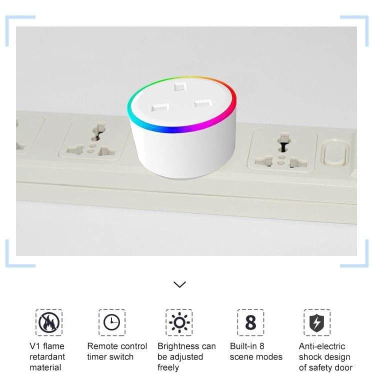 10A RGB Scene Light WiFi Remote Control Smart Socket Works with Alexa & Google Home, AC 220-240V, UK Plug