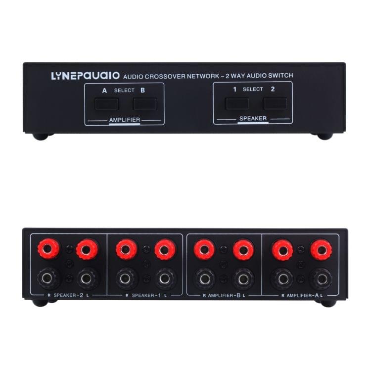 B822 Passive Speaker Switch 2 Channel Power Amplifier Audio Switch Loudspeaker,  2 Input and 2 Output (Black)