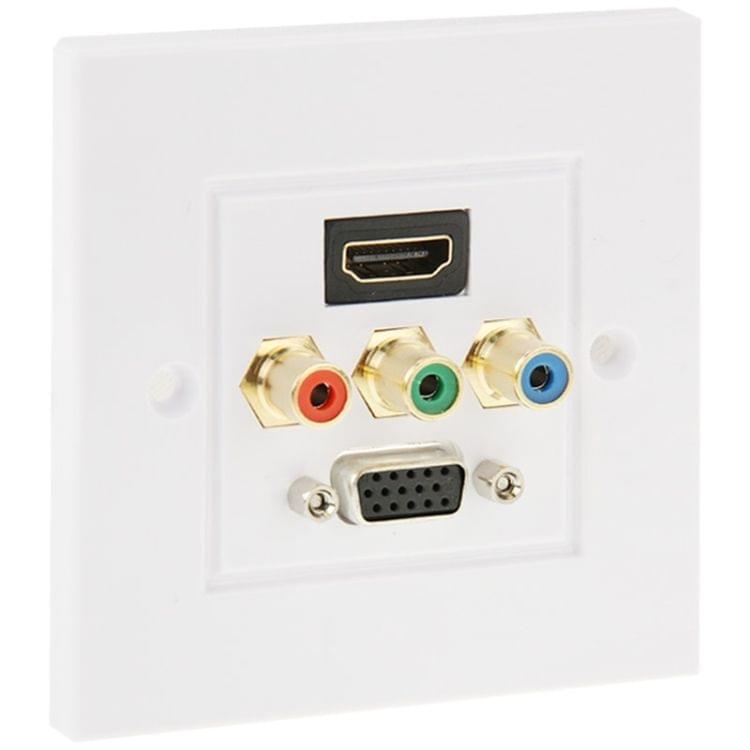 HDMI Female Plug + 3 RCA Female Plugs + VGA Female Plug Wall Plate Panel