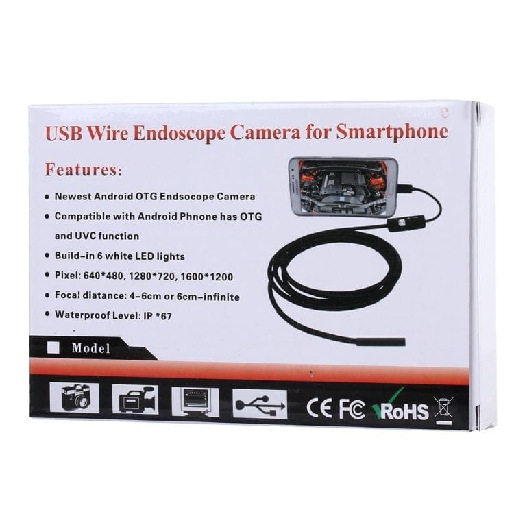 Waterproof Micro USB Endoscope Snake Tube Inspection Camera with 6 LED for Newest OTG Android Phone, Length: 1m, Lens Diameter: 7mm