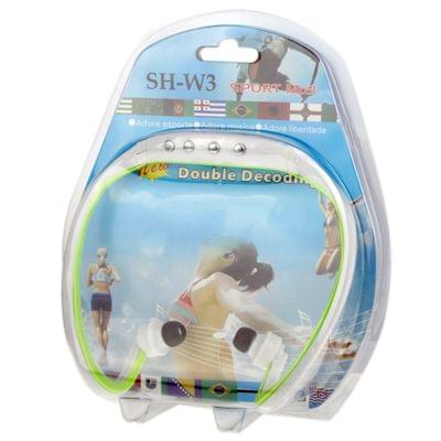 Sport MP3 Player Headset with TF Card Reader Function, Music Format: MP3 / WMA (White + Green)