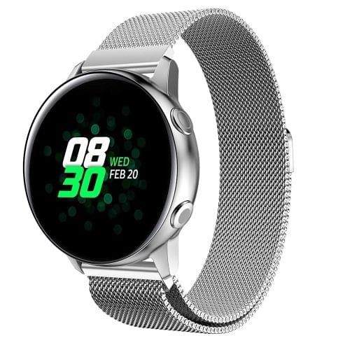 Milanis Magnetic Stainless Steel Mesh Wrist Strap WatchBand for Galaxy Watch Active 20mm (Silver)