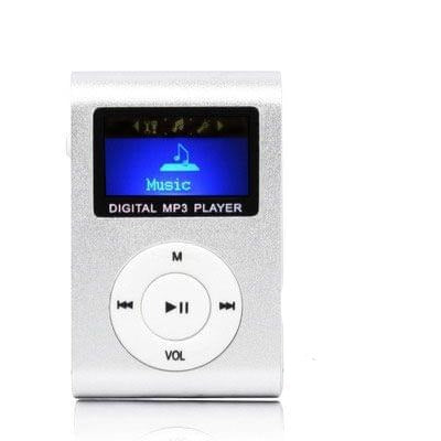TF (Micro SD) Card Slot MP3 Player with LCD Screen, Metal Clip(Silver)