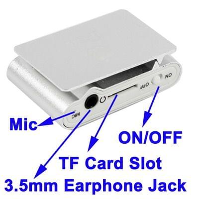 TF (Micro SD) Card Slot MP3 Player with LCD Screen, Metal Clip(Silver)